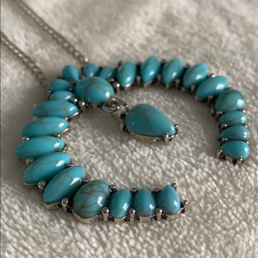 Turquoise long statement necklace